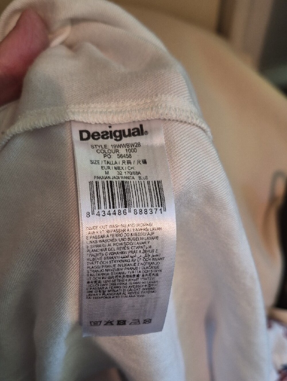 Desigual Cream Long-Sleeve Top with Burgundy Floral Motif - Picture 7 of 9